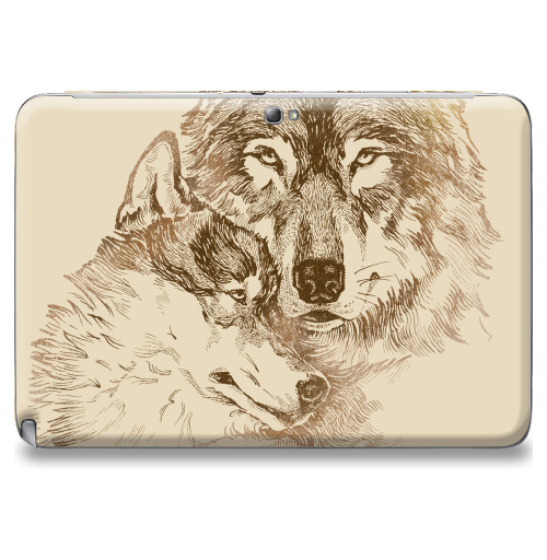 Наклейка на Планшет Samsung Galaxy Note 10.1 (N8000) Супруги,  купить в Москве – интернет-магазин Allskins, крутые животные, для_влюбленных, супруги, пара, собаки, глаз, волк, любовь