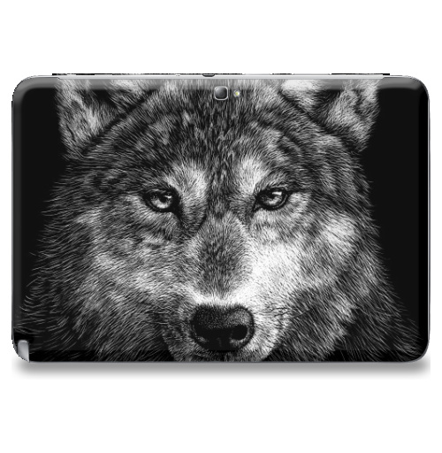 Наклейка на Планшет Samsung Galaxy Note 10.1 (N8000) Волчище,  купить в Москве – интернет-магазин Allskins, морда, животные, волк, полностьючерный, 300 Лучших работ