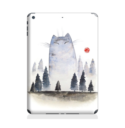 Наклейка на Планшет Apple iPad Air Кот туманный,  купить в Москве – интернет-магазин Allskins, акварель, туман, лес, кошка