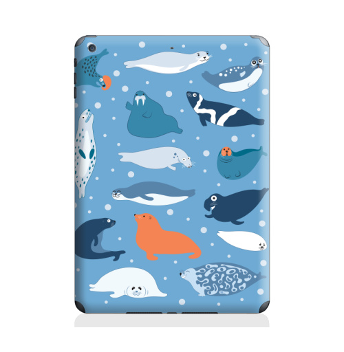 Наклейка на Планшет Apple iPad Air Ластоногие,  купить в Москве – интернет-магазин Allskins, мимими, веселый, забавный, тюлень, тюлени, морж, белёк, голубой, морская