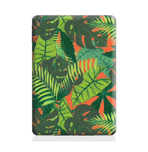 Наклейка на Планшет Apple iPad Air Тропический принт,  купить в Москве – интернет-магазин Allskins, дистья, монстера, монстры, птицы, цветы, текстура, паттерн, джунгли, тропики