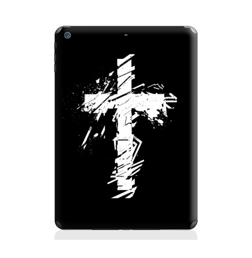 Наклейка на Планшет Apple iPad Air Крест во всю грудь,  купить в Москве – интернет-магазин Allskins, черно-белое, татуировки, гранж, крест, христианство, святое, черный