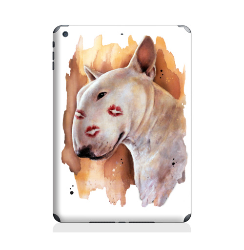 Наклейка на Планшет Apple iPad Air Бультерьер зацелованный,  купить в Москве – интернет-магазин Allskins, крутые животные, бультерьер, собаки, поцелуй
