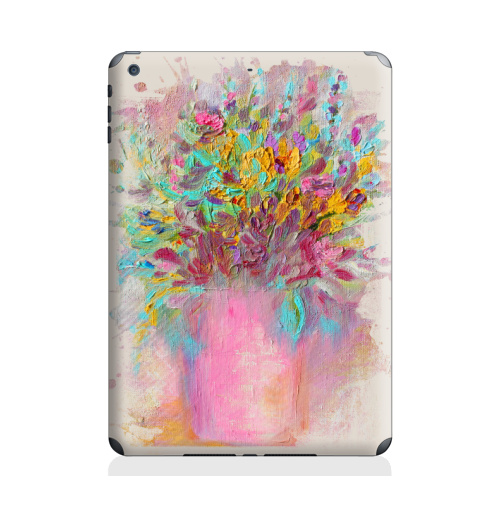 Наклейка на Планшет Apple iPad Air Цветы маслом,  купить в Москве – интернет-магазин Allskins, розовый, бирюзовый, авторская, живопись, яркий, краски, масляные, цветы