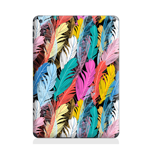 Наклейка на Планшет Apple iPad Air Разноцветные графические перья,  купить в Москве – интернет-магазин Allskins, узор, пикник, яркий, радость, чудо, перья, птицы