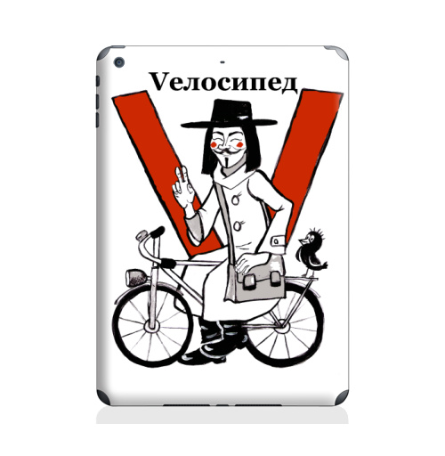 Наклейка на Планшет Apple iPad Air V - значит велосипед,  купить в Москве – интернет-магазин Allskins, кино, велосипед, печкин, персонажи, красный, надписи
