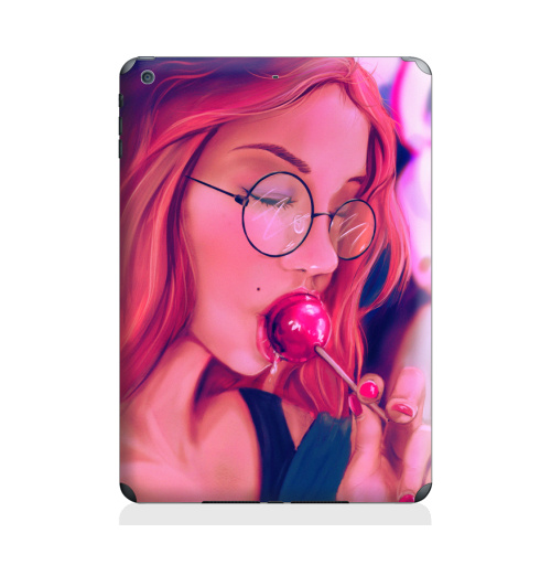 Наклейка на Планшет Apple iPad Air Девушка с чупачупсом,  купить в Москве – интернет-магазин Allskins, девушка, чупачупс, конфетти, розовый, молодость