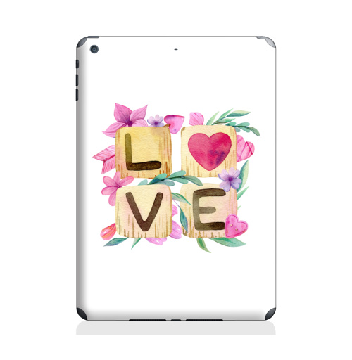 Наклейка на Планшет Apple iPad Air Любовь в квадрате,  купить в Москве – интернет-магазин Allskins, иллюстация, акварель, розовый, охра, сердце, любовь, день_святого_валентина