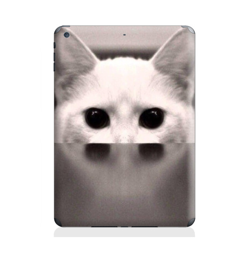 Наклейка на Планшет Apple iPad Air Сквозь...,  купить в Москве – интернет-магазин Allskins, черно-белый, киса, кошка, глаз, фотография