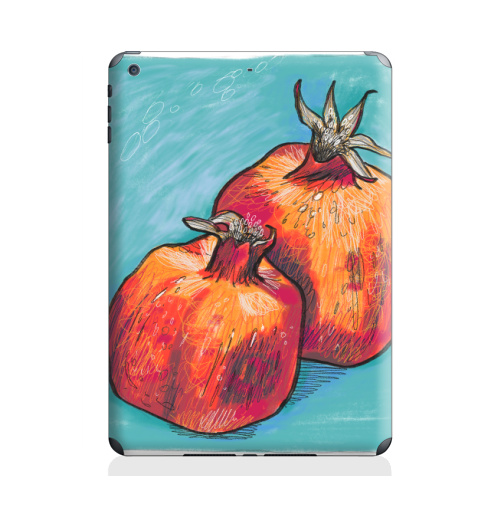 Наклейка на Планшет Apple iPad Air Два граната,  купить в Москве – интернет-магазин Allskins, поп-арт, фрукты, гранат, скетч, яркий, контраст, красный, цифровая, графика, иллюстация, квадрат, диджитал, экспрессия, цвет