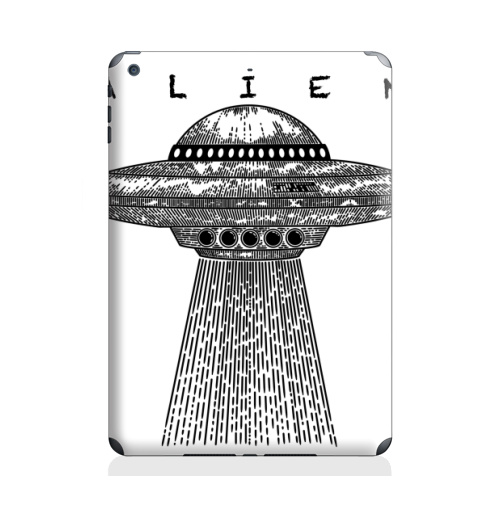 Наклейка на Планшет Apple iPad Air Пришелец гравюра,  купить в Москве – интернет-магазин Allskins, классика, пришелец, летающая тпрелка, инопланетяне, космос, космический корабль, инопланетный корабль, гуманоид