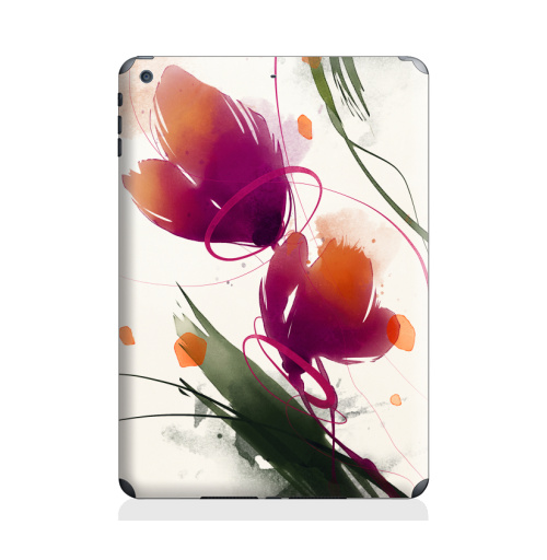 Наклейка на Планшет Apple iPad Air Акварельные абстрактные цветы,  купить в Москве – интернет-магазин Allskins, акварель, цветы, абстракция, природа, яркий, дизайнер, пятна, рисунки, картины, графика, бутон, растение, белый, фиолетовый, мазки