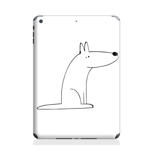 Наклейка на Планшет Apple iPad Air Собака сидит,  купить в Москве – интернет-магазин Allskins, собакаулыбака, собаки, волк, линейное, графика, белаясобака, животное, Смотрящий, природа, лаконичное, персонажи, детские, мужские, ветеринар