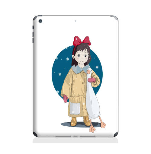 Наклейка на Планшет Apple iPad Air Ребенок и гусь,  купить в Москве – интернет-магазин Allskins, детские, бант, снег, ребенок, игрушки, мило, мультфильмы, читатель