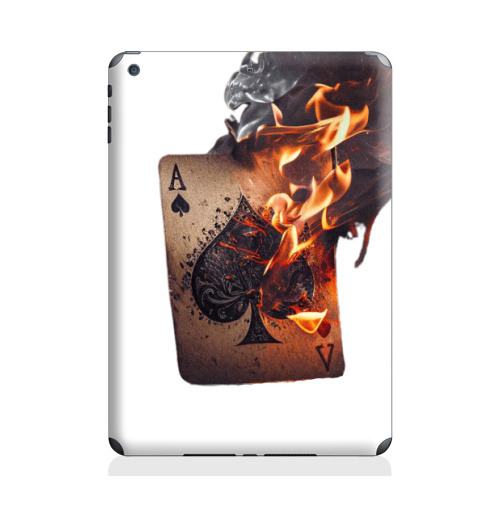 Наклейка на Планшет Apple iPad Air Кинематографический снимок горящей игральной карты,  купить в Москве – интернет-магазин Allskins, карты, читатель, пика, туз, горящая