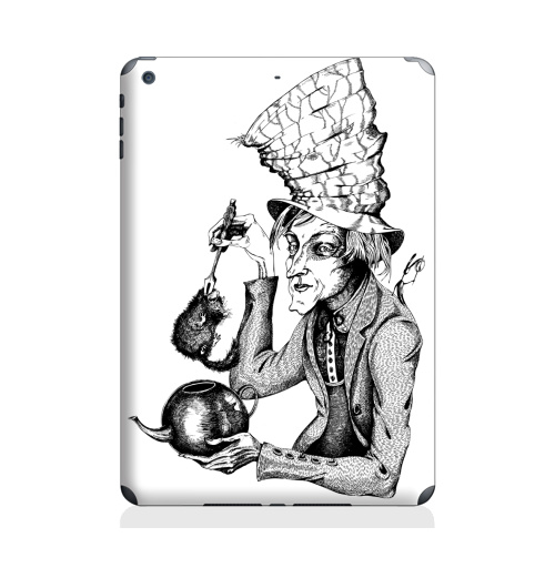 Наклейка на Планшет Apple iPad Air Сможет ли Соня жить в чайнике?,  купить в Москве – интернет-магазин Allskins, Алиса в стране чудес, графика, шляпа, чай и кофе