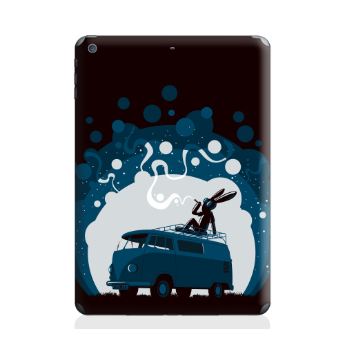 Наклейка на Планшет Apple iPad Air Night Scene '11,  купить в Москве – интернет-магазин Allskins, 300 Лучших работ, крыша, sfsf, синий, заяц, дым, ночь, Фольксваген, черный