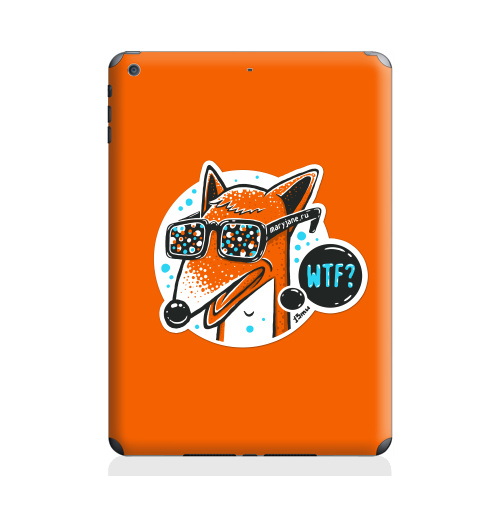 Наклейка на Планшет Apple iPad Air WTF?,  купить в Москве – интернет-магазин Allskins, милые животные, 300 Лучших работ, голубой, конфетти, очки, лиса, животные, оранжевый