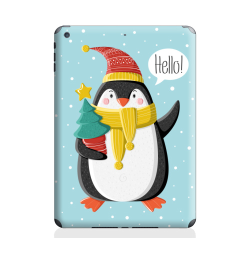 Наклейка на Планшет Apple iPad Air Пингвин с ёлкой,  купить в Москве – интернет-магазин Allskins, шапка, снег, новый год, пингвин, детские