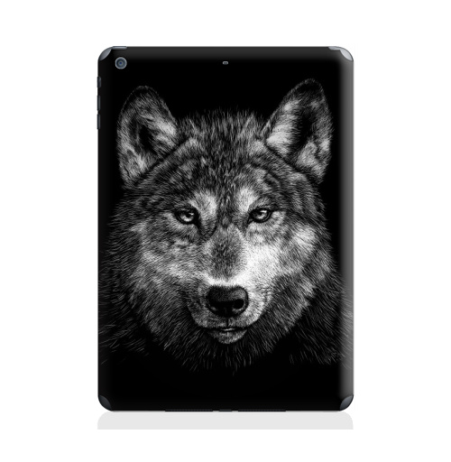 Наклейка на Планшет Apple iPad Air Волчище,  купить в Москве – интернет-магазин Allskins, морда, животные, волк, полностьючерный, 300 Лучших работ