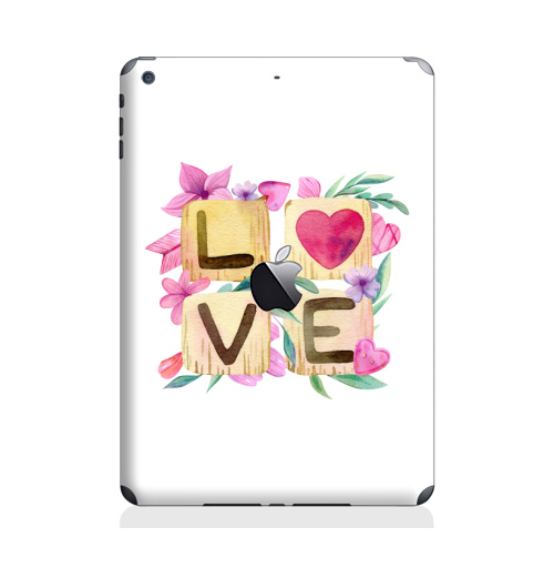 Наклейка на Планшет Apple iPad Air с яблоком Любовь в квадрате,  купить в Москве – интернет-магазин Allskins, иллюстация, акварель, розовый, охра, сердце, любовь, день_святого_валентина