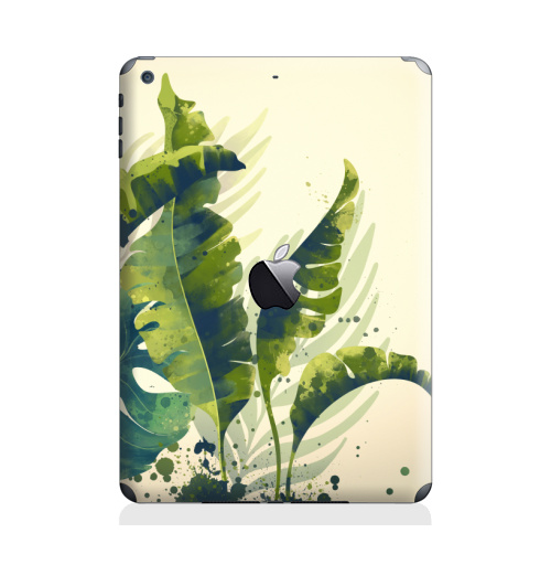 Наклейка на Планшет Apple iPad Air с яблоком Ветки пальм,  купить в Москве – интернет-магазин Allskins, пальма, ветка, рисунки, акварель, природа, экзотика, тропики, зеленый, брызги