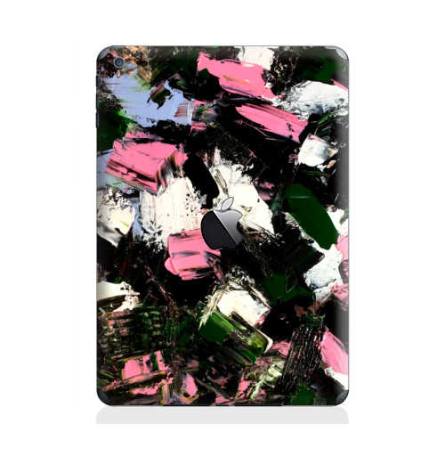 Наклейка на Планшет Apple iPad Air с яблоком Абстрактный принт Летний вечер,  купить в Москве – интернет-магазин Allskins, розовый, зеленый, белый, черный, вечер, летний, акрил, мазки, современный, абстракция
