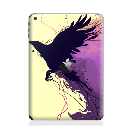 Наклейка на Планшет Apple iPad Air с яблоком Рисунок полет ворона,  купить в Москве – интернет-магазин Allskins, ворона, птицы, абстракция, графика, акварель, брызги, рисунки, Крылья