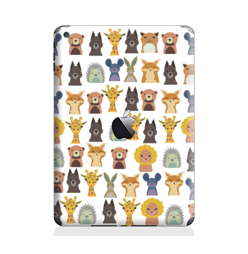 Наклейка на Планшет Apple iPad Air с яблоком Милый зверинец,  купить в Москве – интернет-магазин Allskins, зверинец, мило, ежик, собаки, зайчонок, медведь, заяц, лев, жираф, животные, скопление, много, головы, бюст, милые животные