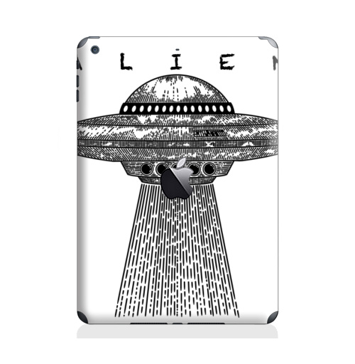 Наклейка на Планшет Apple iPad Air с яблоком Пришелец гравюра,  купить в Москве – интернет-магазин Allskins, классика, пришелец, летающая тпрелка, инопланетяне, космос, космический корабль, инопланетный корабль, гуманоид