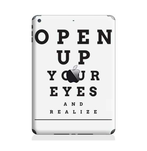 Наклейка на Планшет Apple iPad Air с яблоком Открой глаза и осознай,  купить в Москве – интернет-магазин Allskins, глв, глаз, откройрот, открой, типографика, осознай, пойми, прикол