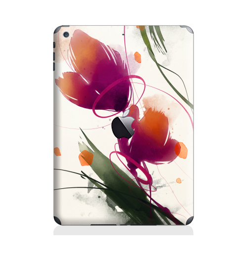 Наклейка на Планшет Apple iPad Air с яблоком Акварельные абстрактные цветы,  купить в Москве – интернет-магазин Allskins, акварель, цветы, абстракция, природа, яркий, дизайнер, пятна, рисунки, картины, графика, бутон, растение, белый, фиолетовый, мазки