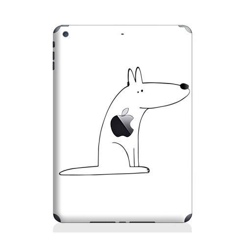 Наклейка на Планшет Apple iPad Air с яблоком Собака сидит,  купить в Москве – интернет-магазин Allskins, собакаулыбака, собаки, волк, линейное, графика, белаясобака, животное, Смотрящий, природа, лаконичное, персонажи, детские, мужские, ветеринар