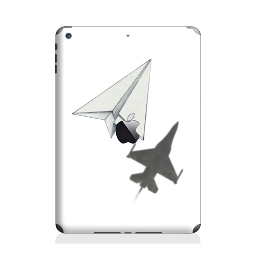 Наклейка на Планшет Apple iPad Air с яблоком Тень самолета,  купить в Москве – интернет-магазин Allskins, военные, дизайнер, идея, техника, небо, бумага, концепт, скорость, мечта, полёт, бумажный, набросок, карандаш, иллюстрации, тень, самолет