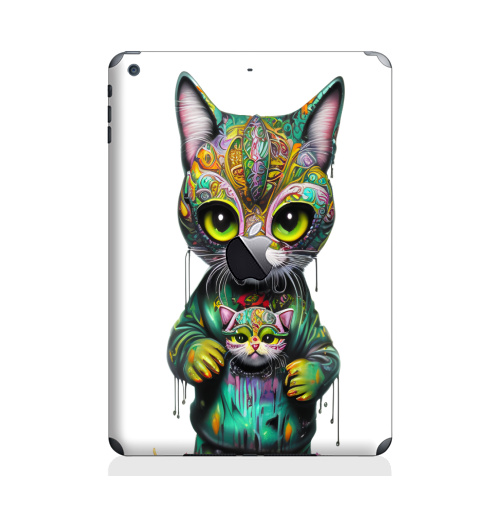 Наклейка на Планшет Apple iPad Air с яблоком Милый котенок в стрит арте,  купить в Москве – интернет-магазин Allskins, стритарт, котята, кошка, краски, детские