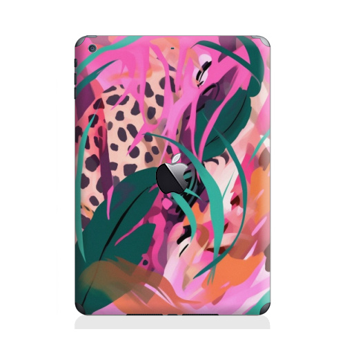Наклейка на Планшет Apple iPad Air с яблоком Дикая природа в тропическом лесу,  купить в Москве – интернет-магазин Allskins, поп-арт, природа, леопард, тропические, тропики, растение, розовый, зеленый, леопардовый, оранжевый, живописный, абстракция