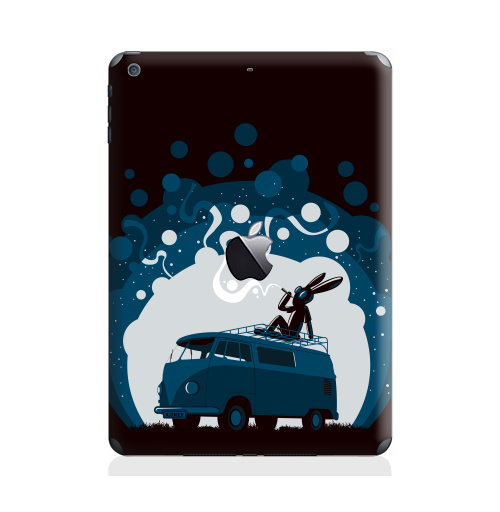 Наклейка на Планшет Apple iPad Air с яблоком Night Scene '11,  купить в Москве – интернет-магазин Allskins, 300 Лучших работ, крыша, sfsf, синий, заяц, дым, ночь, Фольксваген, черный