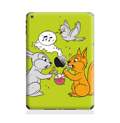Наклейка на Планшет Apple iPad Air с яблоком Funny friends,  купить в Москве – интернет-магазин Allskins, заяц, белка, дружба, дым, кальян, ноты, птицы