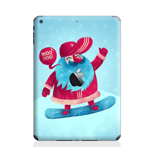 Наклейка на Планшет Apple iPad Air с яблоком Рождественский сноубординг,  купить в Москве – интернет-магазин Allskins, детские, сноуборд, зима, снег, новый год, каникулы, дед_мороз, спорт