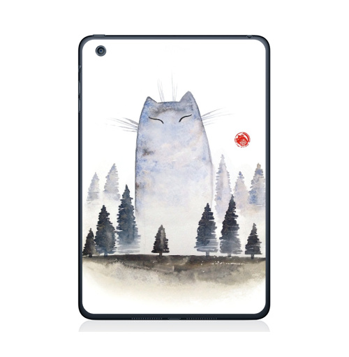 Наклейка на Планшет Apple iPad Mini 1/2/3 Кот туманный,  купить в Москве – интернет-магазин Allskins, акварель, туман, лес, кошка