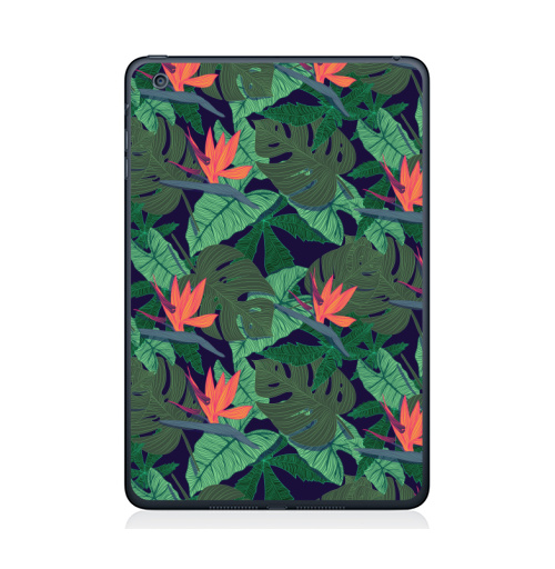 Наклейка на Планшет Apple iPad Mini 1/2/3 Тропический паттерн,  купить в Москве – интернет-магазин Allskins, сочный, монстера, птицы, рай, цветы, текстура, паттерн, джунгли, тропики