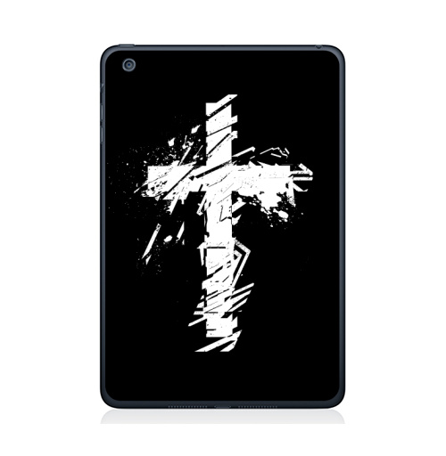 Наклейка на Планшет Apple iPad Mini 1/2/3 Крест во всю грудь,  купить в Москве – интернет-магазин Allskins, черно-белое, татуировки, гранж, крест, христианство, святое, черный