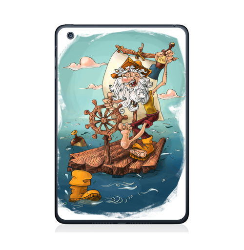 Наклейка на Планшет Apple iPad Mini 1/2/3 Главное - плыть вперед!,  купить в Москве – интернет-магазин Allskins, пират, морская, плот, оптимизм, персонажи, борода