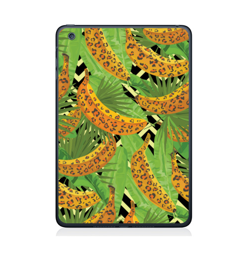 Наклейка на Планшет Apple iPad Mini 1/2/3 Паттерн с банами,  купить в Москве – интернет-магазин Allskins, зеленый, текстура, хищник, джунгли, листья, тропики, паттерн, леопард, банан