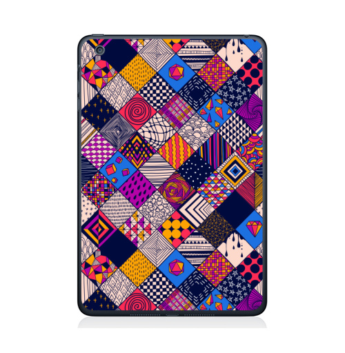 Наклейка на Планшет Apple iPad Mini 1/2/3 Графика. квадраты. синий акцент,  купить в Москве – интернет-магазин Allskins, графика, паттерн, узор, синий, дудлы, яркий, квадраты