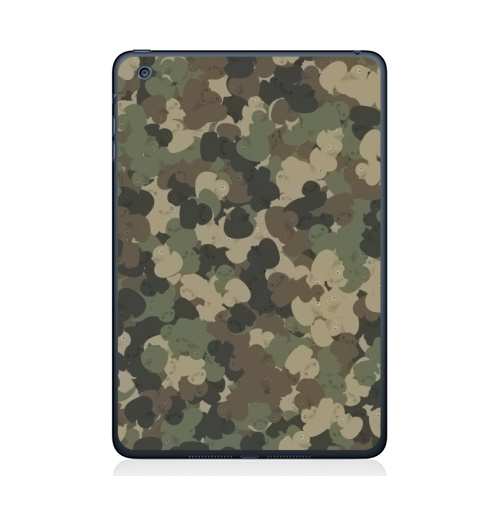 Наклейка на Планшет Apple iPad Mini 1/2/3 Камуфляж с резиновыми уточками,  купить в Москве – интернет-магазин Allskins, хаки, текстура, военные, паттерн, утка, утенок, игрушки, ванная
