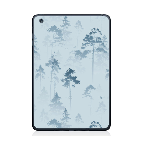 Наклейка на Планшет Apple iPad Mini 1/2/3 Лес. Туман,  купить в Москве – интернет-магазин Allskins, лес, деревья, сосны, туман, птицы, природа, пейзаж, небо, полёт