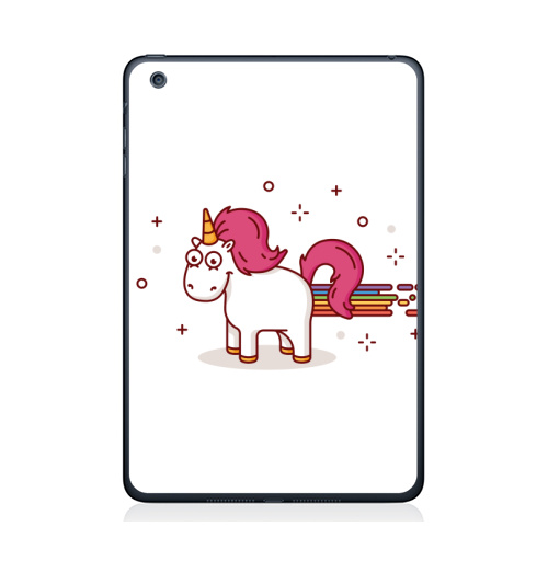 Наклейка на Планшет Apple iPad Mini 1/2/3 Счастливый единорог,  купить в Москве – интернет-магазин Allskins, единорог, лошадь, пони, счастье, розовый, радуга, рог, радость, улыбка