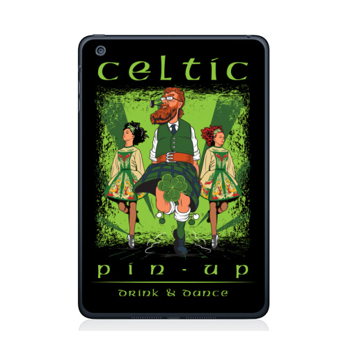 Наклейка на Планшет Apple iPad Mini 1/2/3 Кельтский пинап,  купить в Москве – интернет-магазин Allskins, сарказм, персонажи, девушка, алкоголь, пикник, танцы, Ирландия, кельт