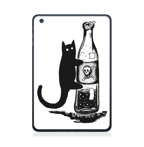 Наклейка на Планшет Apple iPad Mini 1/2/3 Кот с бутылкой,  купить в Москве – интернет-магазин Allskins, кошка, алкоголь, вино, яд
